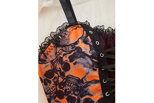 Halloween Style Skull Print Lace Camisole 2414