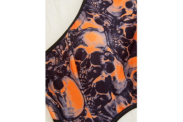 Halloween Skull Print Hollow Sexy Lingerie Bodysuit 2415