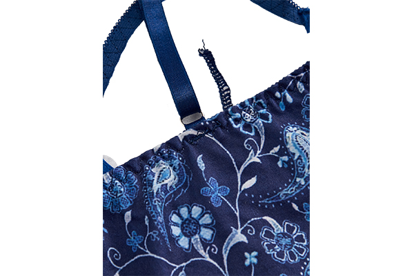 Fashion Royal Blue Milk Silk Printed Camisole Underwear Can Be Worn Outside 2379