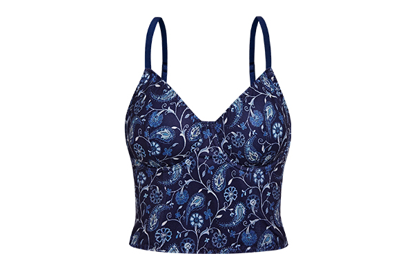 Fashion Royal Blue Milk Silk Printed Camisole Underwear Can Be Worn Outside 2379