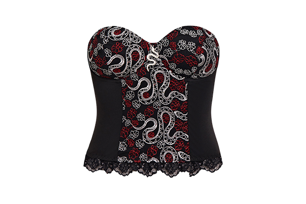 Retro Sexy Mesh Snake Embroidery Lace Tube Top 2370