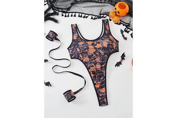 Halloween Print Role Play Sexy Bodysuit 2417