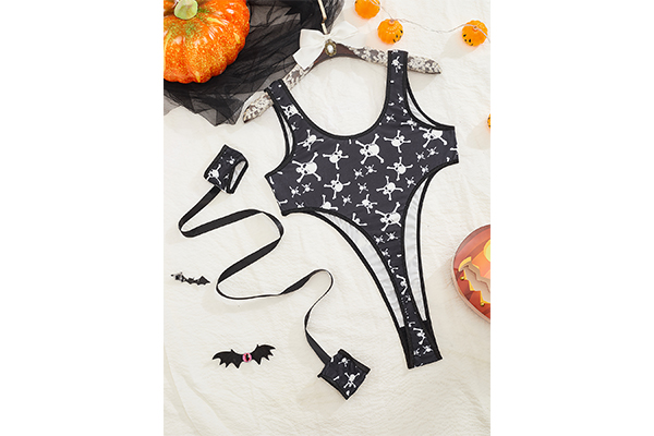 Halloween Print Role Play Sexy Bodysuit 2417