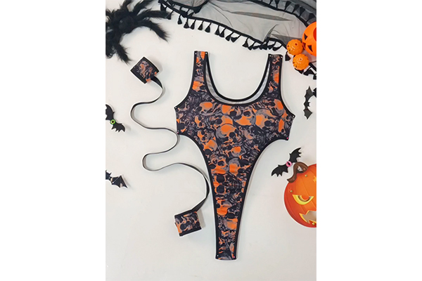 Halloween Print Role Play Sexy Bodysuit 2417