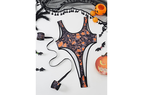 Halloween Print Role Play Sexy Bodysuit 2417