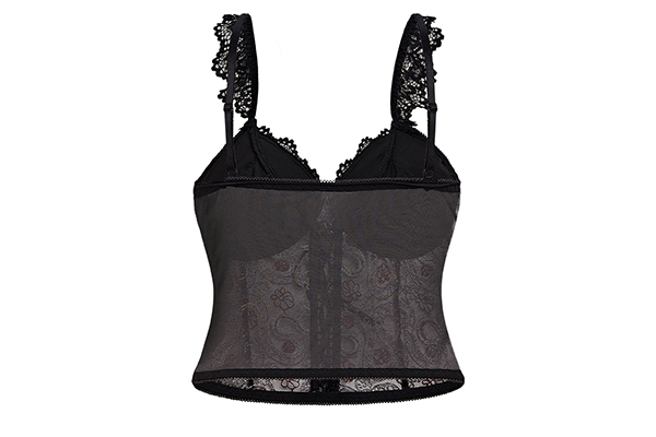 Vintage Snake Print Embroidered Mesh Lace-Up Camisole 1181