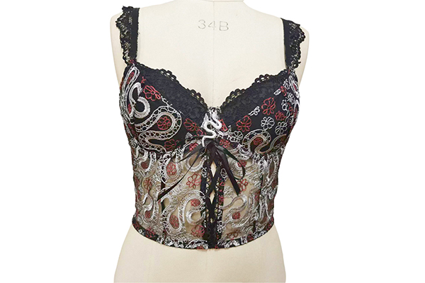 Vintage Snake Print Embroidered Mesh Lace-Up Camisole 1181